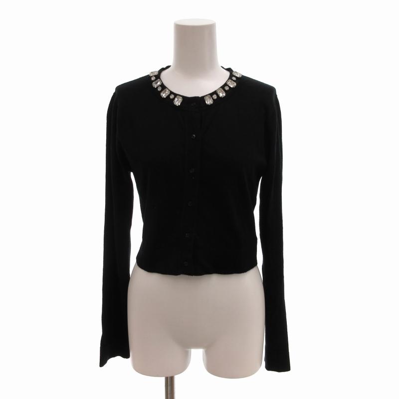 ヨーコチャン YOKO CHAN ニット カーディガン ビジュー 装飾 長袖 36 S  