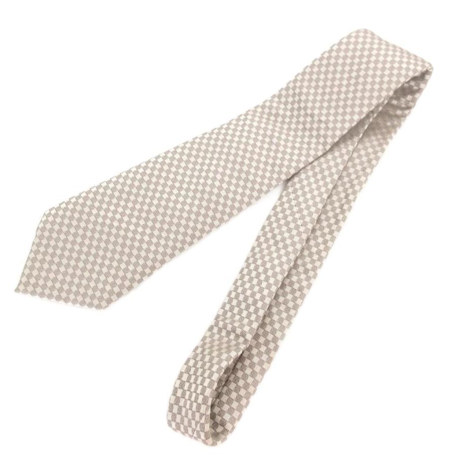 LOUIS VUITTON（ルイ・ヴィトン） ネクタイ 絹 シルク ダミエパターン グレー系 /UO GY06 メンズ : ブランド古着販売の ...