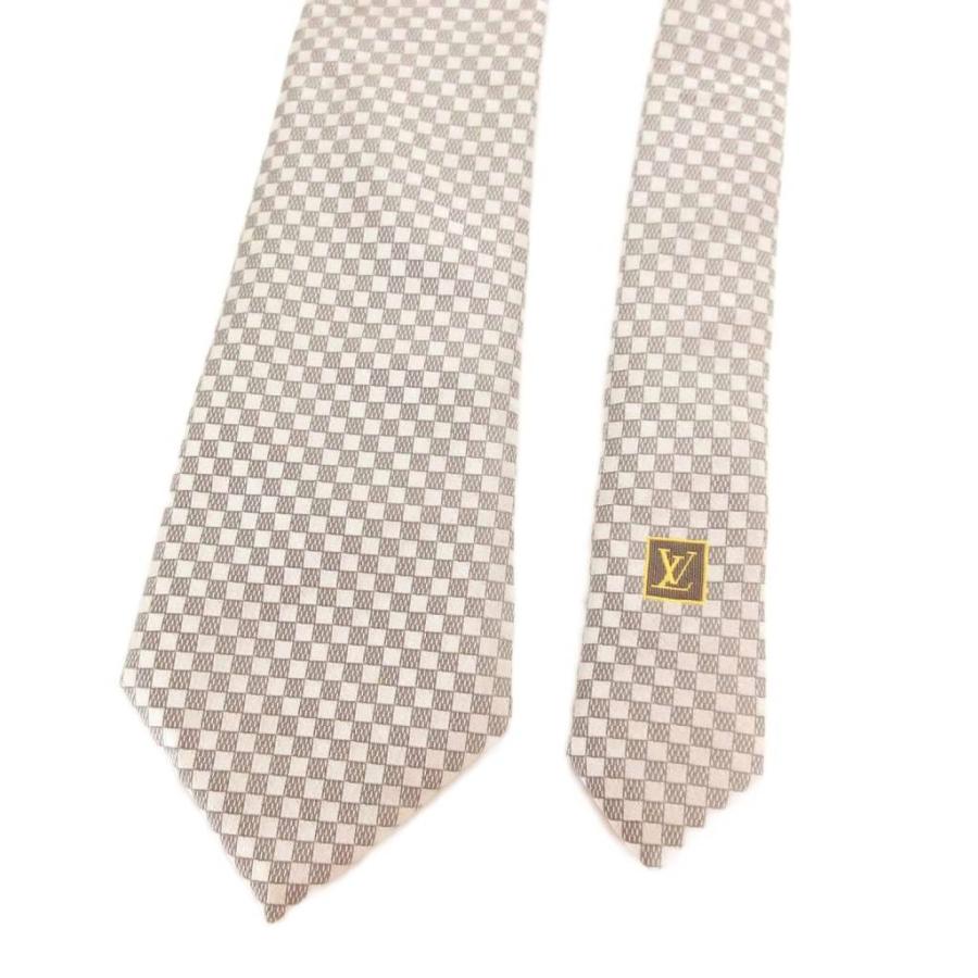 LOUIS VUITTON（ルイ・ヴィトン） ネクタイ 絹 シルク ダミエパターン グレー系 /UO GY06 メンズ : ブランド古着販売の ...