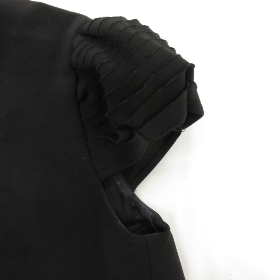 ヨーコチャン YOKO CHAN ワンピース ひざ丈 肩プリーツ 36 黒 ブラック