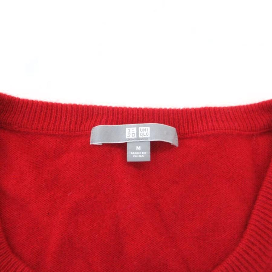 ユニクロ（UNIQLO） カシミヤクルーネックカーディガン ニット M 赤