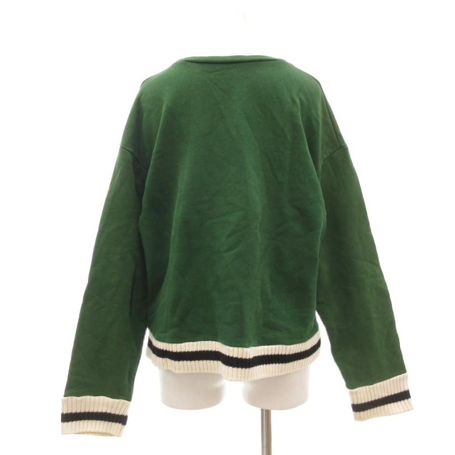 ZARA（ザラ） トレーナー スウェット M 緑 グリーン ラウンドネック 長袖 ストライプ柄 /ML GY06 レディース : ブランド古着 ...