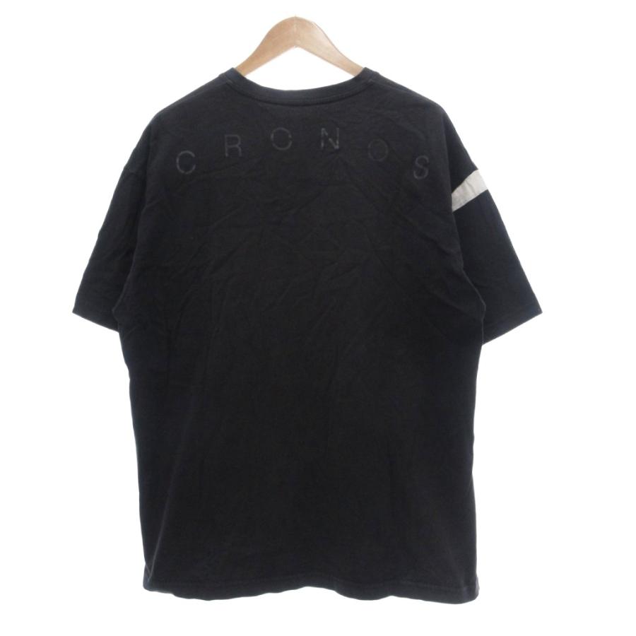 クロノス CRONOS Tシャツ 黒 ブラック 半袖 ロゴプリント 袖ライン /SX