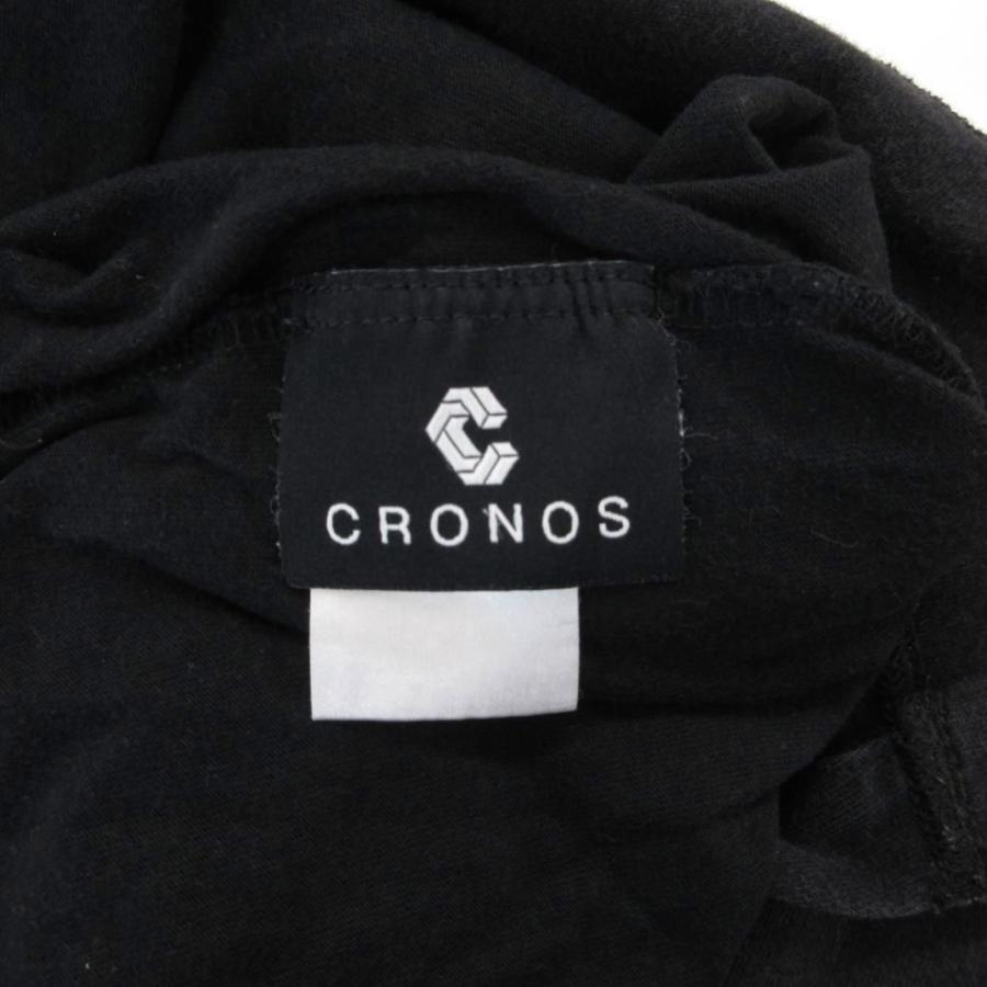 クロノス CRONOS Tシャツ 黒 ブラック 半袖 ロゴプリント 袖ライン /SX