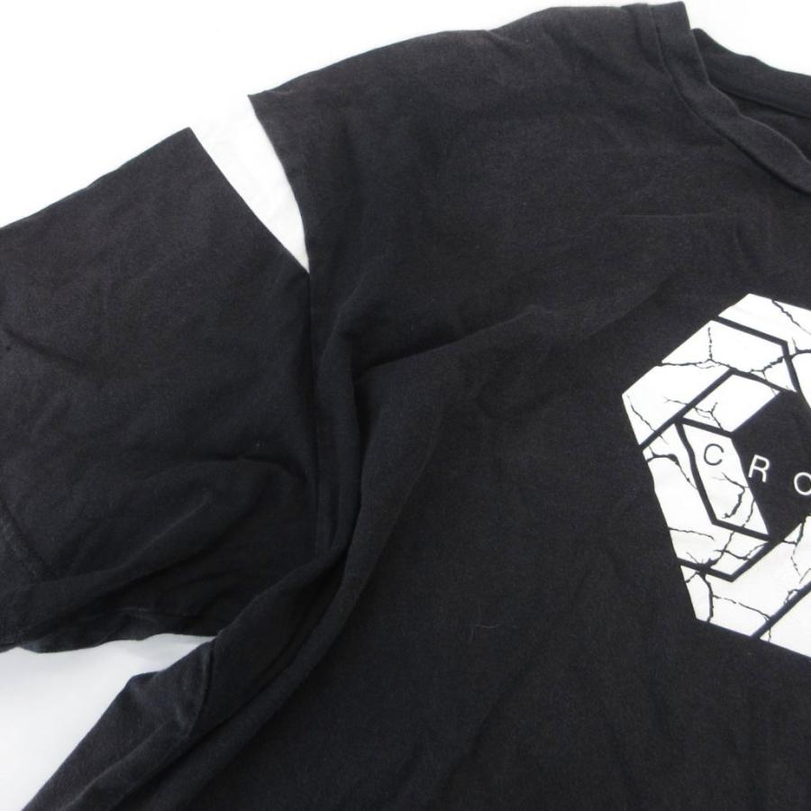 クロノス CRONOS Tシャツ 黒 ブラック 半袖 ロゴプリント 袖ライン /SX