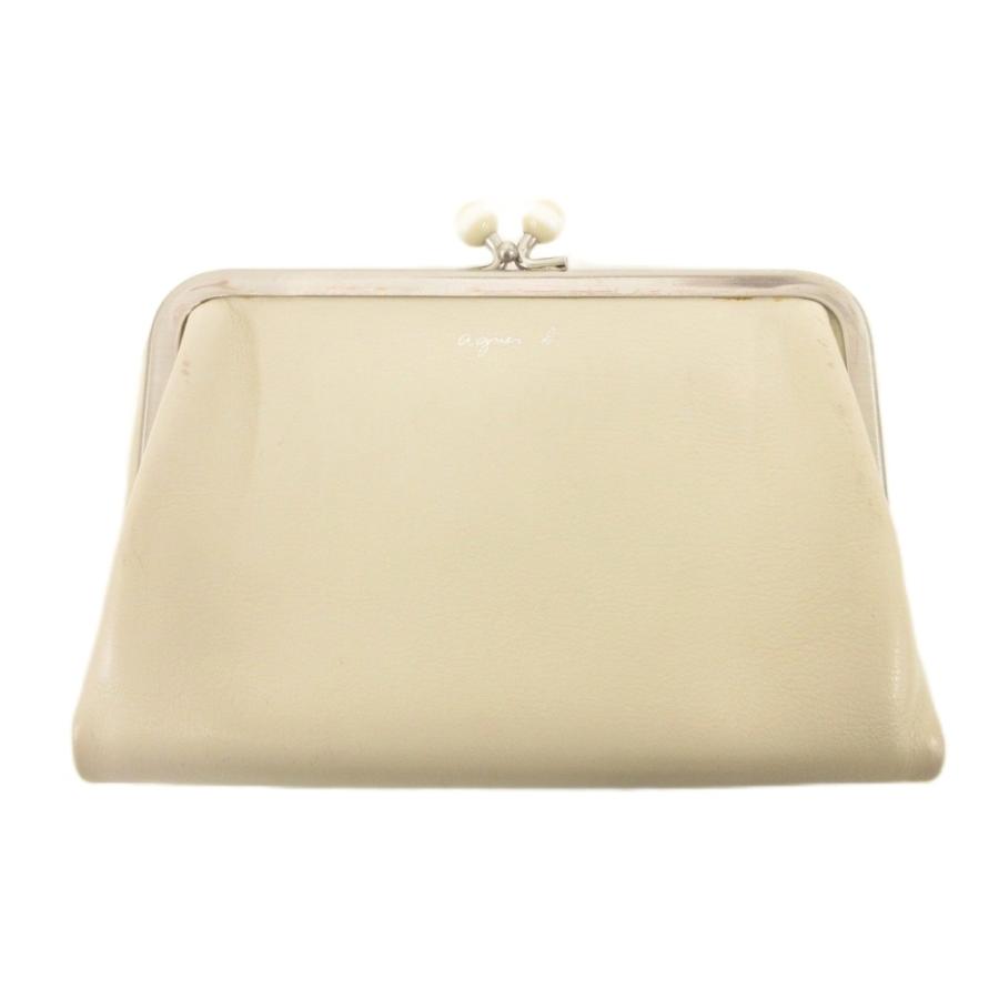 agnes b.（アニエスベー） がま口 ウォレット 財布 レザー ベージュ