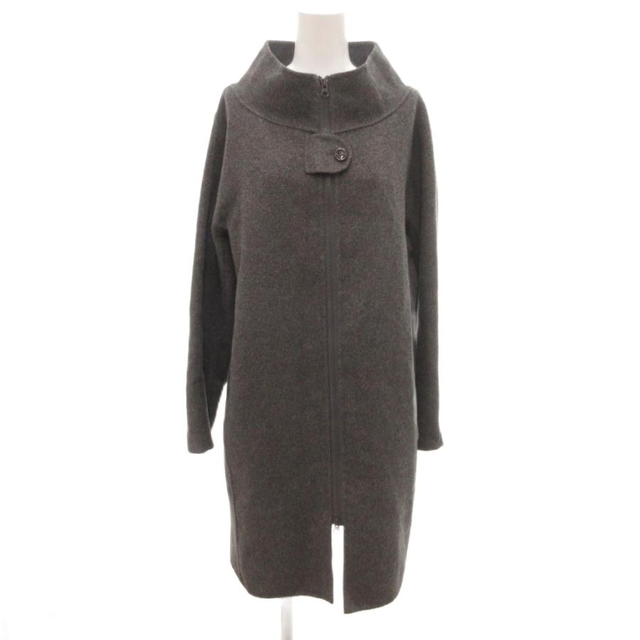 ドゥクラッセ DoCLASSE ロングコート スタンドカラー ジップアップ L 