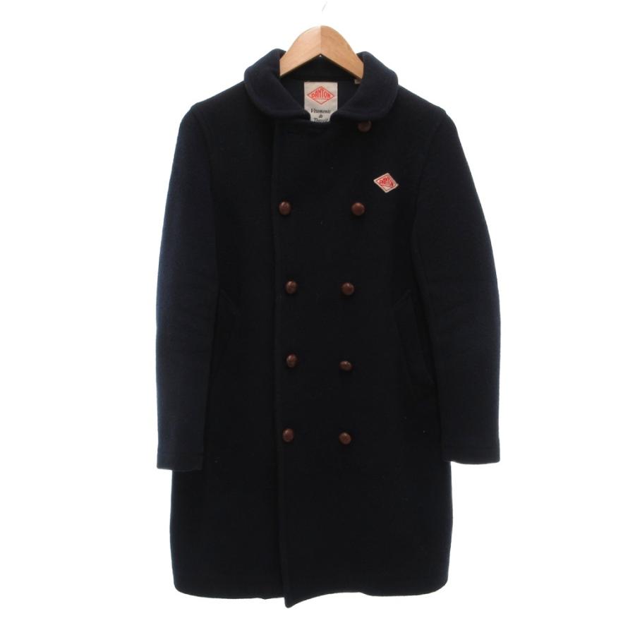 ダントン DANTON ウールモッサコート 36 紺 ネイビー 長袖 ダブル