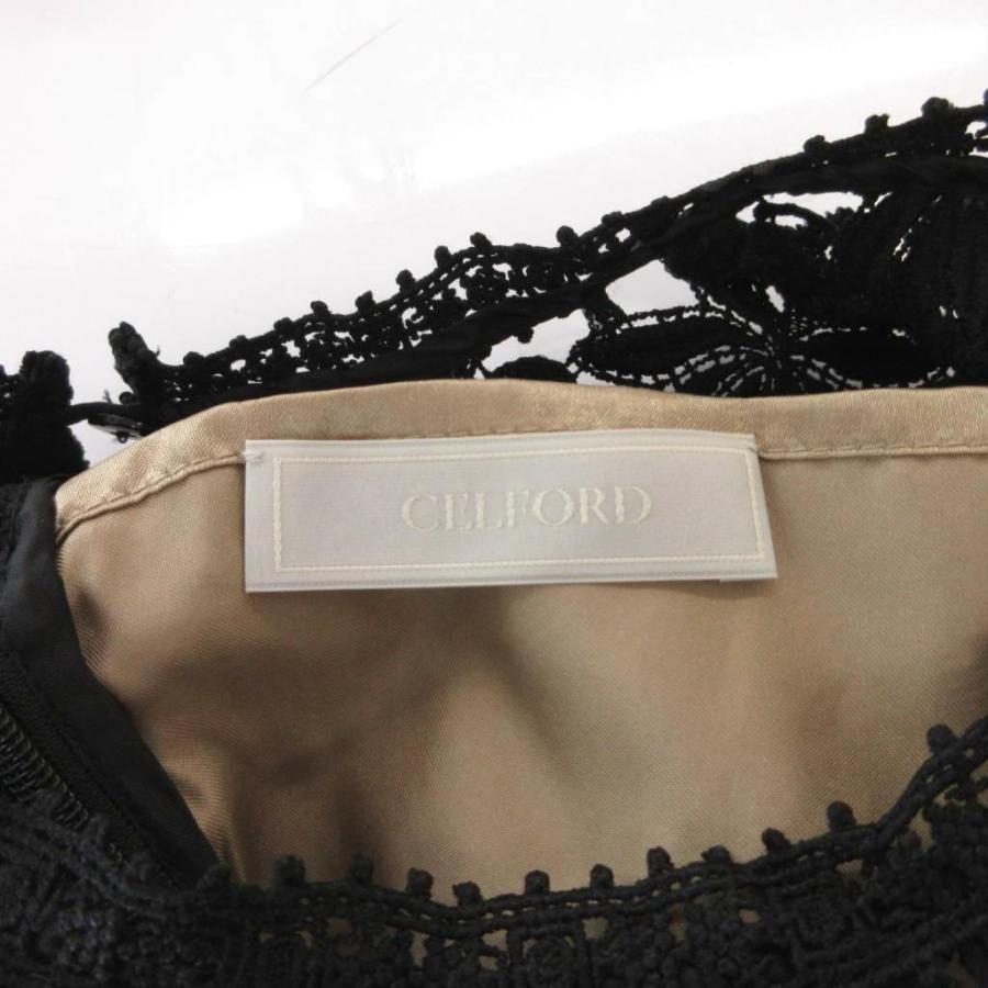 セルフォード CELFORD ケミカルレースワンピース 34 黒 ブラック