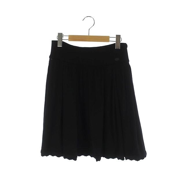 フォクシー FOXEY スカート ニット フレア ミニ 38 黒 33787 /KN □OS 