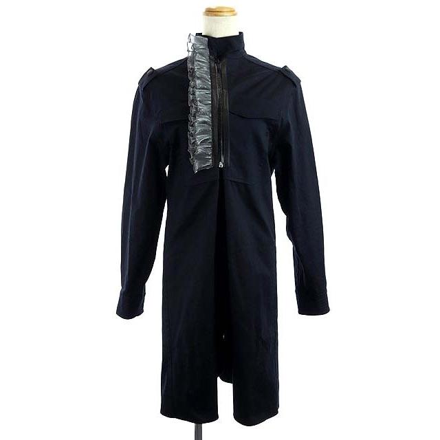 Louis Vuitton Stand Collar Coat Knee Length Ruffle 2way Zip Up Long k73d0301 | eBay