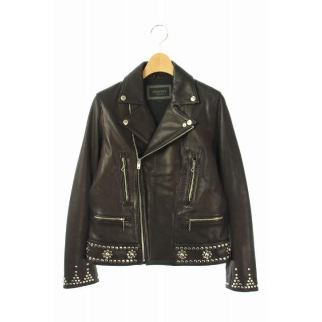 中古 ヒステリックス Hysterics 17ss レザージャケット ブランド古着販売のベクトルyahoo シ 170 中古 ライダース ゴートスキン ダブル ジップアップ ダブル スタッズ S ダークブラウン Os レディース 170 ブランド古着販売のベクトル