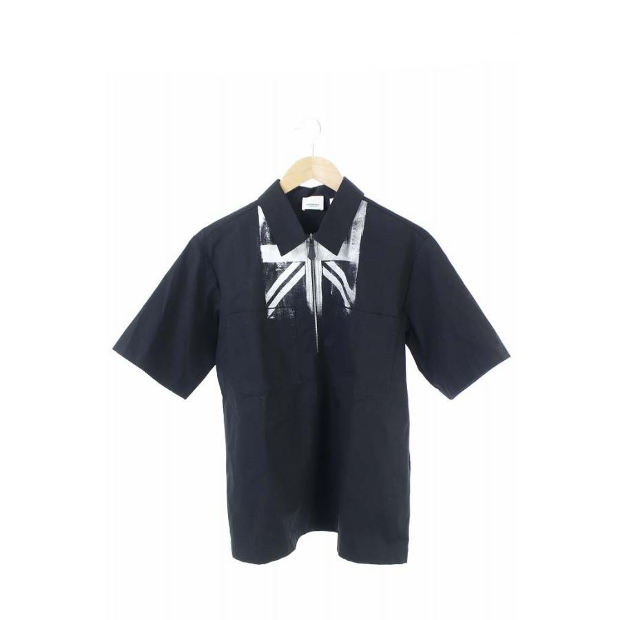 好評 中古 バーバリー Burberry ジッププルオーバーシャツ 半袖 プリント It38 黒 白 Hh Os Sh メンズ ベクトル 古着 最も優遇 Mail Alrayan University Edu Ye