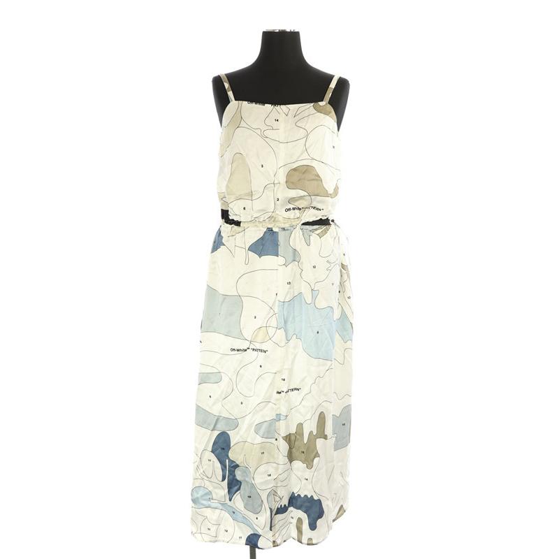 完売 中古 オフホワイト Off White ナンバリングキャミドレスワンピース ロング 40 白 青 Ao Os レディース ベクトル 古着 公式ストア Lace Org Br