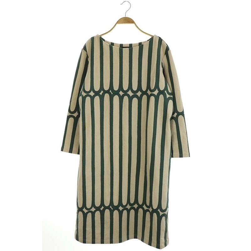 海外輸入 中古 ミナペルホネン Mina Perhonen Finger Stripe スウェット ワンピース ロング 長袖 裏パイル 40 緑 ライトグレー Es Os レディース ベクトル 古着 上質で快適 Diocesekabgayi Org