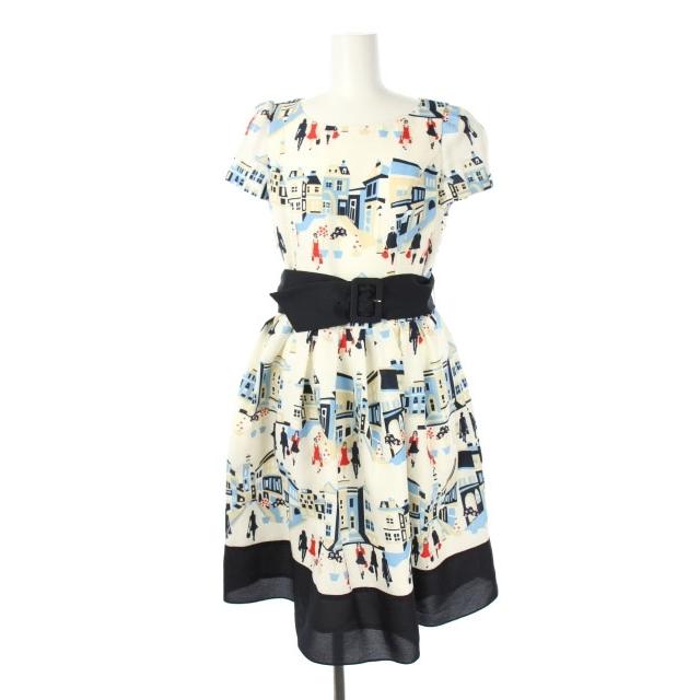 中古 エムズグレイシー M S Gracy ストリートモチーフワンピース 膝丈 半袖 ベルト付き 36 白 紺 Hk Os レディース ベクトル 古着 170 ブランド古着販売のベクトル 通販 Yahoo ショッピング