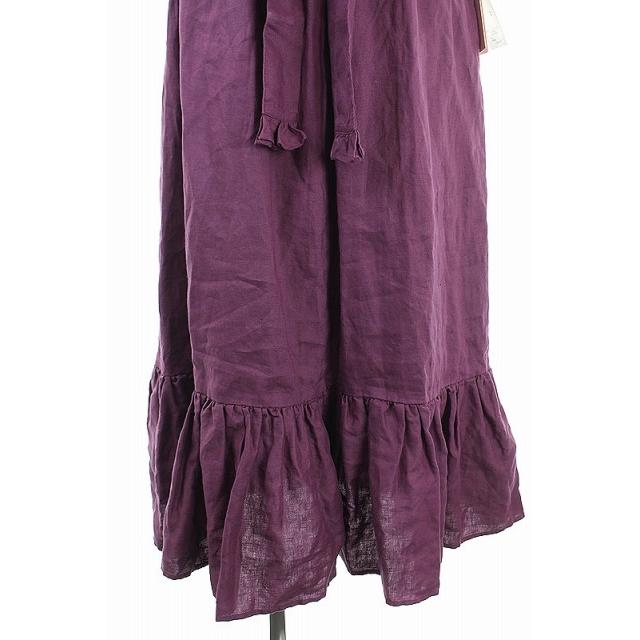 在庫処分特価 中古 ツルバイマリコオイカワ Tsuru By Mariko Okikawa リネン フレアロングワンピース リネン 袖 裾フリル 半袖 F 紫 パープル Hs ベクトル 古着 ランキング1位獲得 Www Skylanceronline Com