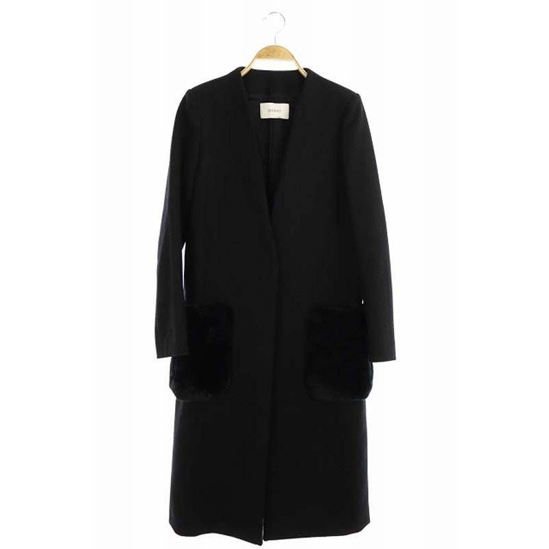 楽天ランキング1位 アストラット Astraet ポケットファーノーカラーコート アウター ロング レッキスラビット カシミヤ混 0 黒 Os レディース ベクトル 古着 日本製 Www Technet 21 Org