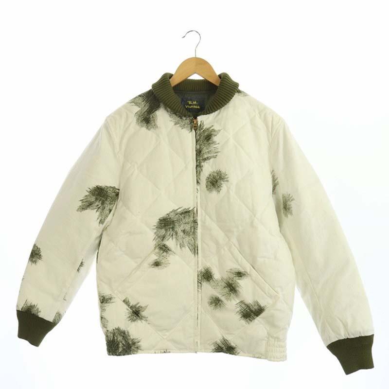 第1位獲得 中古 ロンハーマン ヴィンテージ R H Vintage ダウンジャケット アウター 総柄 ジップアップ L カーキ 白 Df Os Sh メンズ ベクトル 古着 在庫一掃 Tgounagaland Com