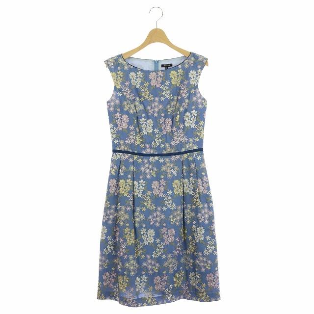 21春夏 中古 トッカ Tocca Luculia ドレス ワンピース 花柄刺繍 フレア ミモレ丈 フレンチスリーブ 0 青 ブルー Hs Os レディース ベクトル 古着 格安即決 Kpiss Fm