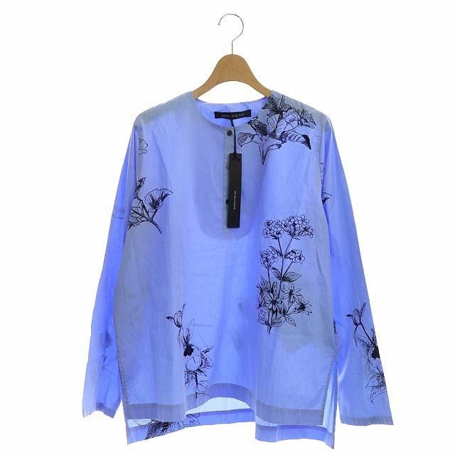 中古 ミズイロインド Mizuiro Ind 花柄プルオーバートップス ブラウス チュニック 長袖 Hs ライトブルー 独特な店 レディース コットン 古着 ベクトル Os