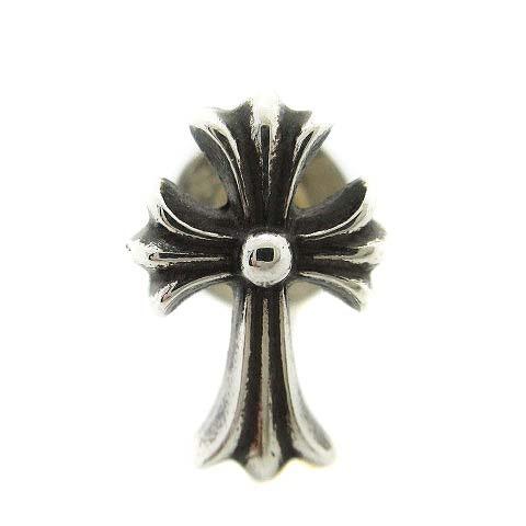 21年春の Chrome 中古 クロムハーツ S Hearts Chrome 中古 クロムハーツ Hearts Chrome Hearts 古着 ベクトル メンズ Yi1 シルバー イエローゴールド 925 K14 片耳用 ピアス Chクロス Fat 2 Cross Ch Stud メンズアクセサリー