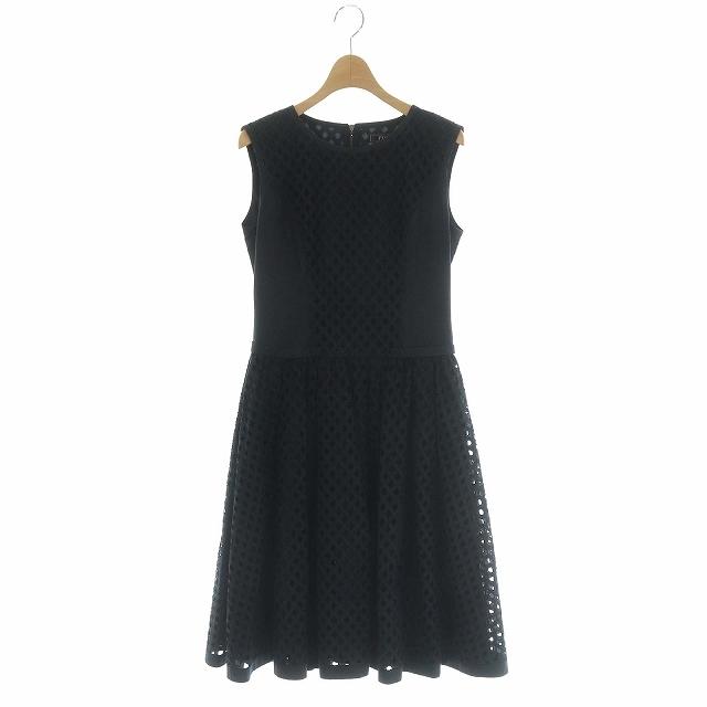 送料無料キャンペーン 中古 フォクシー Foxey シルク コットン ブロッキングレース ノースリーブワンピース ロング 40 黒 ブラック Hk Os レディース ベクトル 古着 ワンピース Binghamtonhots Com