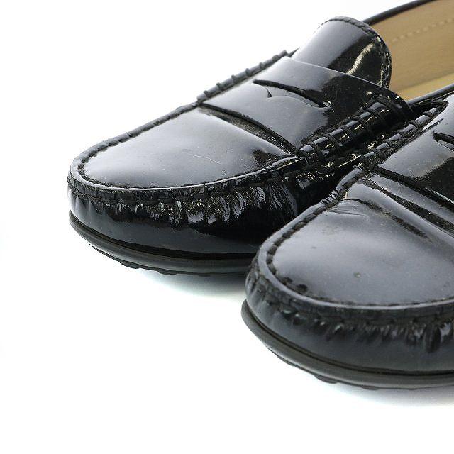 トッズ TOD'S ローファー シューズ エナメル ドライビングシューズ 34 最新人気アイテム TODS エナメルローファー 黒 ローファー/革靴