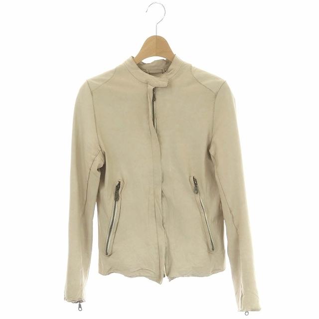 中古 シシ Sisii ラムレザーシングルライダースジャケット 牛革 ジップアップ Xs ベージュ Df Os レディース 人気no 1
