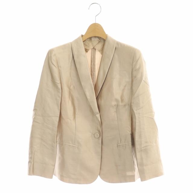 ノーカラー 襟なし ジャケット シルク 涼しい レディース ピンク