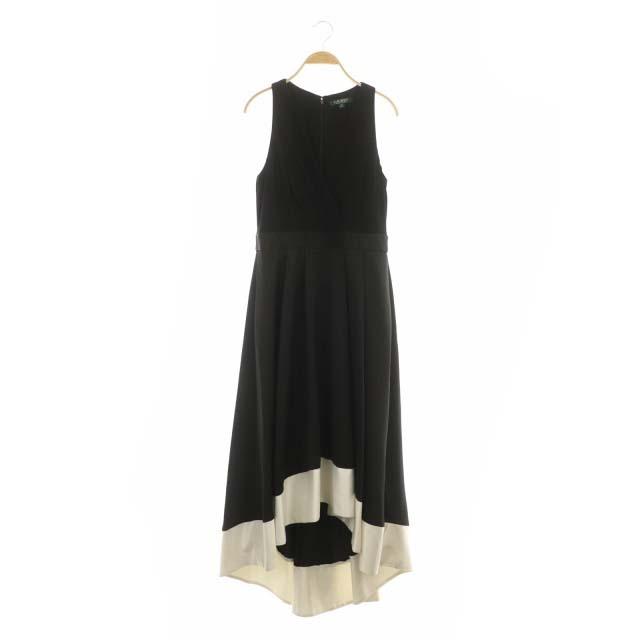 品質満点 中古 ローレンラルフローレン Lauren Ralph ノースリーブロングドレス ワンピース フレア 6 黒 白 ブラック ホワイト Whitesforracialequity Org