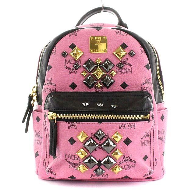中古 エムシーエム MCM リュックサック デイパック スタッズ ロゴ
