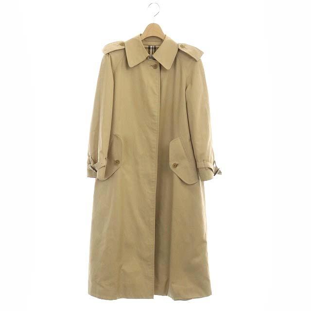 中古 バーバリーズ Burberrys 裏地ノバチェック ステンカラーコート スプリングコート ロング 比翼ボタン ベージュ Es Os Sh レディース 2年保証