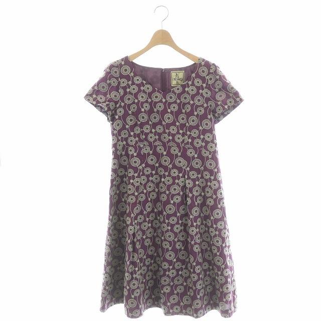 中古 ホコモモラ Jocomomola Vネックワンピース 半袖 フレア 膝丈 総柄刺繍 ウール 42 紫 パープル Do Os レディース ベクトル 古着 170 ブランド古着販売のベクトル 通販 Yahoo ショッピング