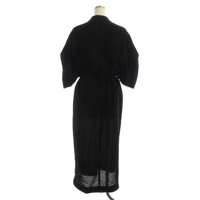 保存版 Mame マメクロゴウチ 中古 Kurogouchi 古着 黒 ベクトル 2 ウエストリボン付き サイドスリット 半袖 ロング ワンピース Dress V Neck Deep Crepe 22ss ワンピース Giangtran Vn