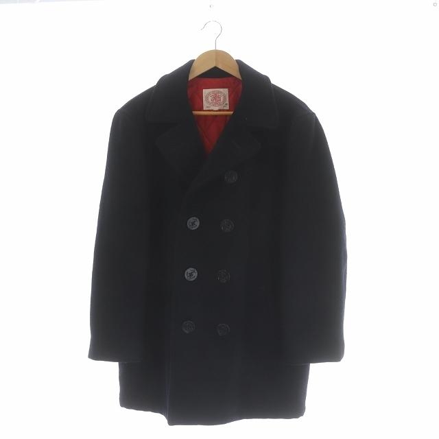 中古 ジェイプレス J Press ウール Pコート 中綿 アウター ミドル丈 L 濃紺 ダークネイビー Hs Os メンズ ベクトル 古着 おしゃれ