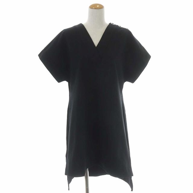 中古 ジルサンダー Jil Sander 22ssスリットワンピース 膝丈 半袖 Vネック Xs 黒 ブラック Do Os Sh レディース ベクトル 古着 Bhinternalmedicine Com