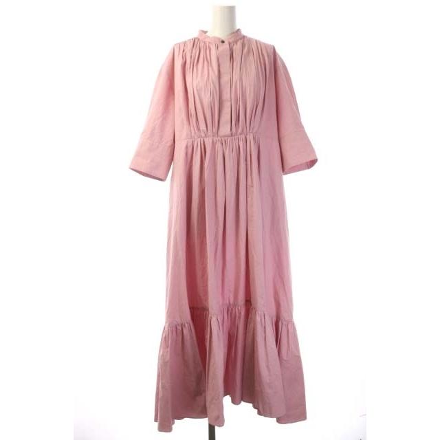 中古 エブール ロンハーマン別注 ボタニカルコットンシルクドレス ワンピース 八分袖 ロング ギャザー フレア 36 ピンク Cm Os レディース ベクトル 古着 Pm Ssp Ma Gov Br