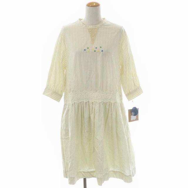 ハウピア Haupia シャツワンピース 7分袖 ストライプ ロング 38 アイボリー Ao Os レディース 170 ブランド古着販売のベクトル 通販 Yahoo ショッピング