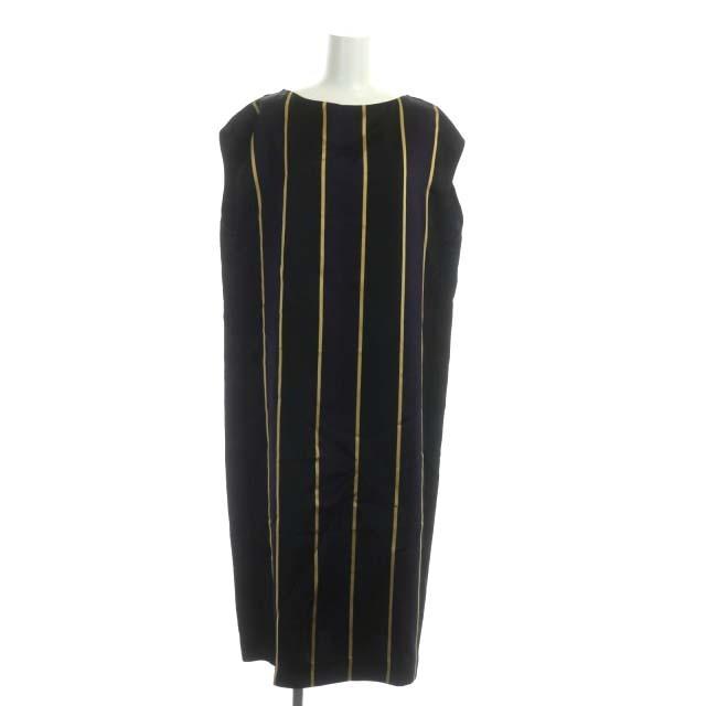 中古 ドリスヴァンノッテン 前後切り替え 総柄 ノースリーブ ワンピース ロング ミモレ丈 36 黒 紫 キャメル ブラック パープル レディース ベクトル 古着 Minimilks Com