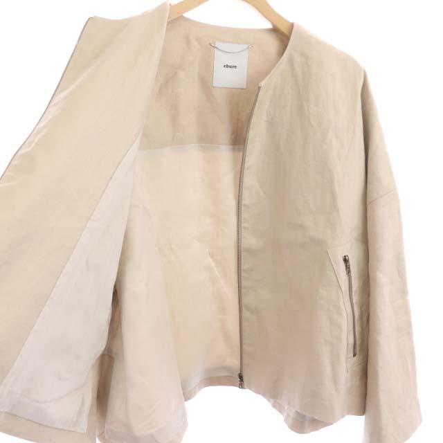 オリジナル エブール ノーカラーコットンジップジャケット 36 ベージュ
