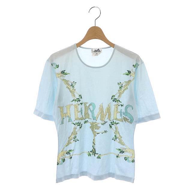 美品】 HERMES エルメス アニマル柄 Tシャツ ロゴ 半袖 馬車タグ www