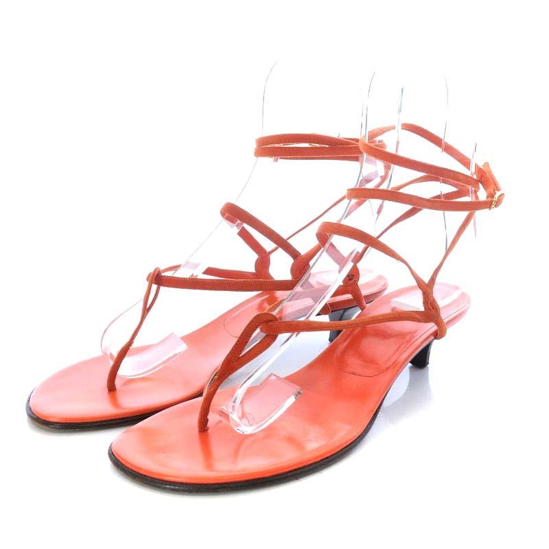 エルメス HERMES サンダル トング ハイヒール レースアップ スエード