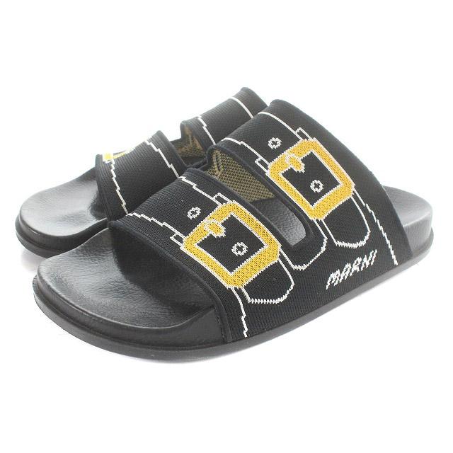 マルニ MARNI 22SS トロンプルイユ ジャカードサンダル ロゴ 38 25cm