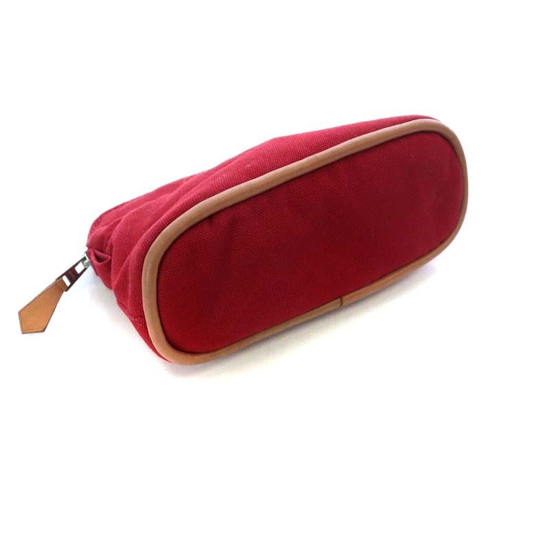 エルメス HERMES ボリードポーチ ミニミニ Hロゴ キャンバス 赤 レッド