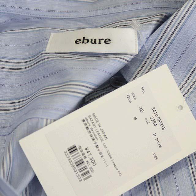 未使用品 エブール ebure ブランデーストライプ リボンシャツ 長袖 38