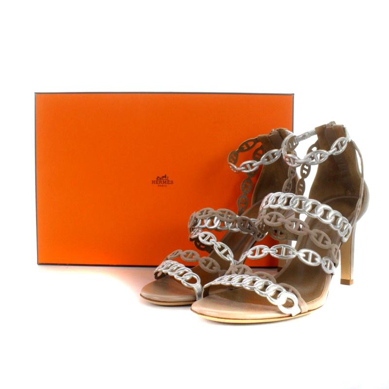 エルメス HERMES シェーヌダンクルストラップ サンダル スエード 36 エルメス HERMES シェーヌダンクルストラップ サンダル スエード 36