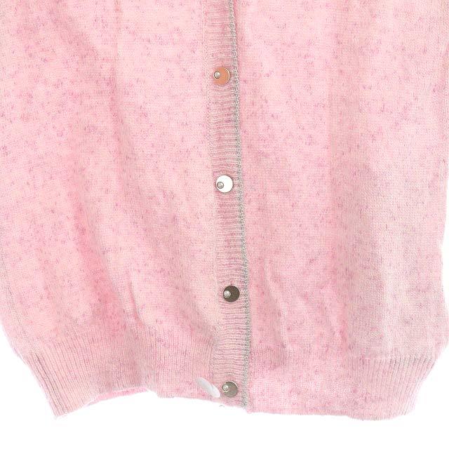 エリザ ELISA ミックスニット カーディガン 七分袖 シルク混 Vネック 2