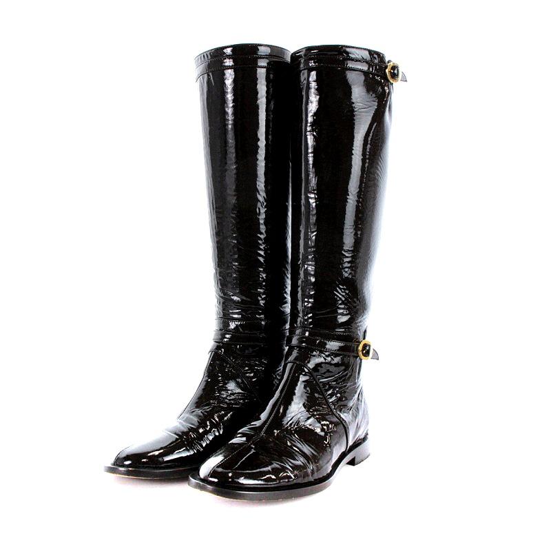 ジミーチュウ 黒 レザー ロングブーツ 38 【公式通販】