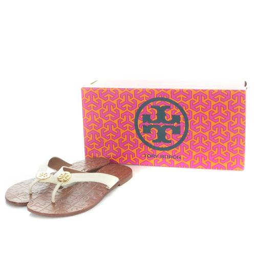 トリーバーチ TORY BURCH サンダル レザー コンビフラット トング ロゴ